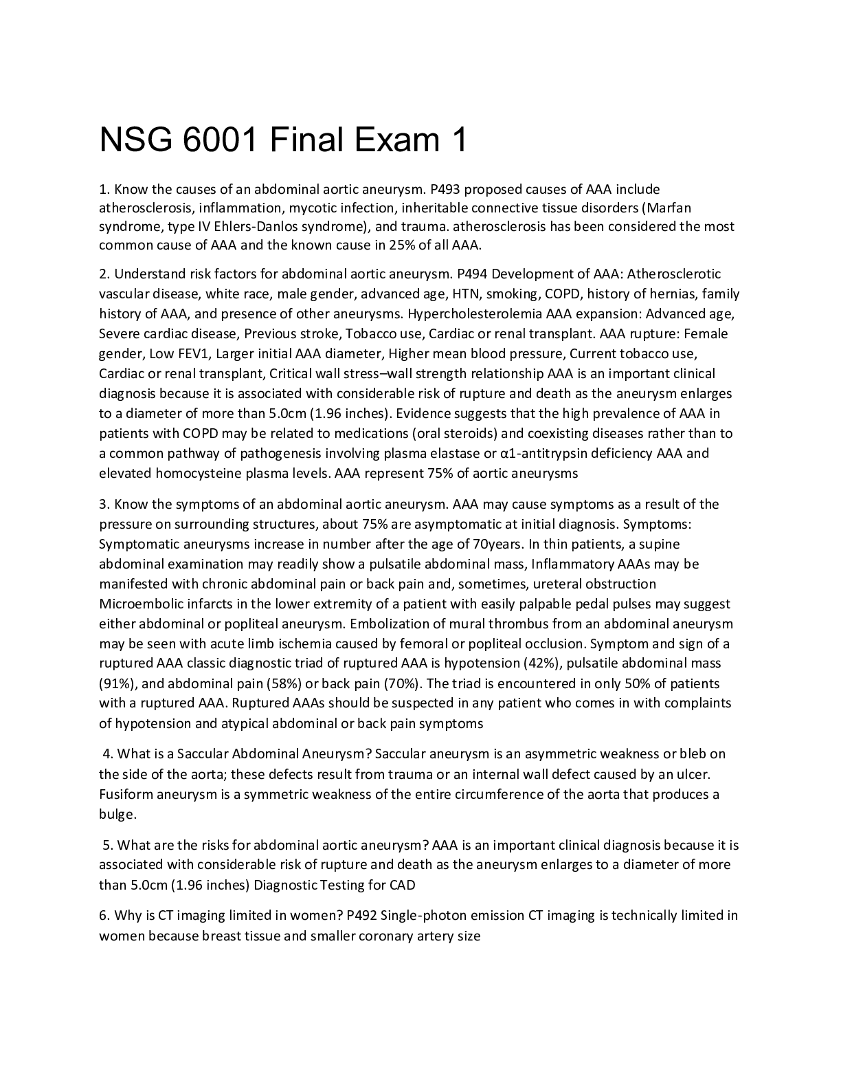 Preview image for NSG 6001 Final Exam 1 (Questions and Answers)